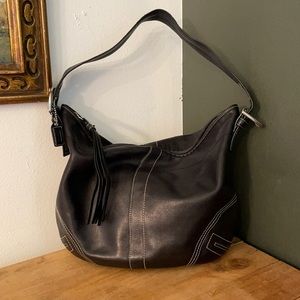 [Coach] Black Leather Hobo Handbag